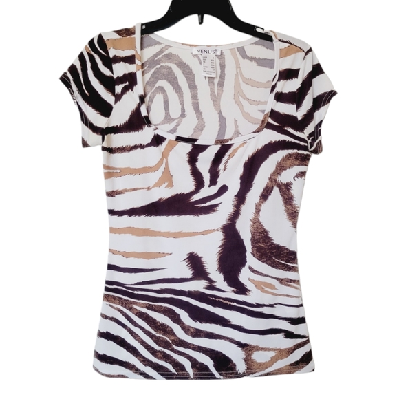 VENUS Tops - Venus Zebra Print Square Neck Top